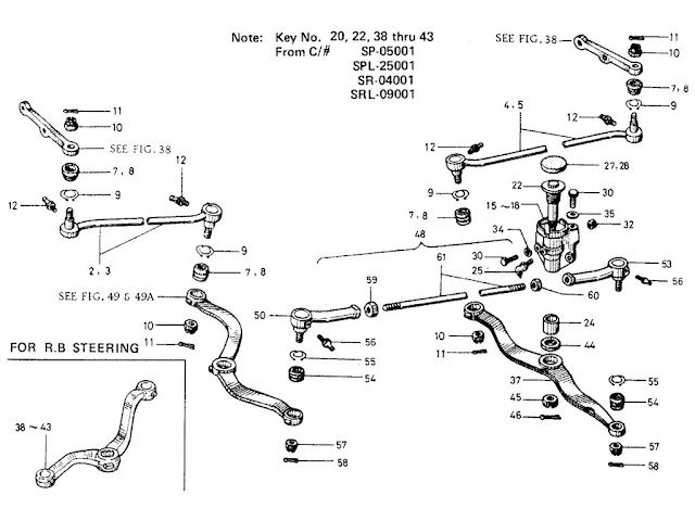 Datsun Fairlady Parts illustration no. 050-1 Steering Linkage