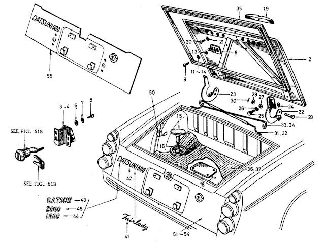 Datsun Fairlady Parts illustration no. 058-1 Trunk Lid