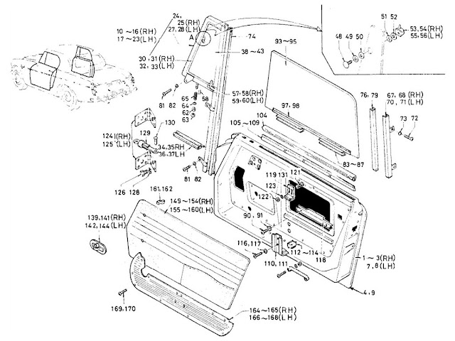 Datsun Fairlady Parts illustration no. 061-1 Door Panel