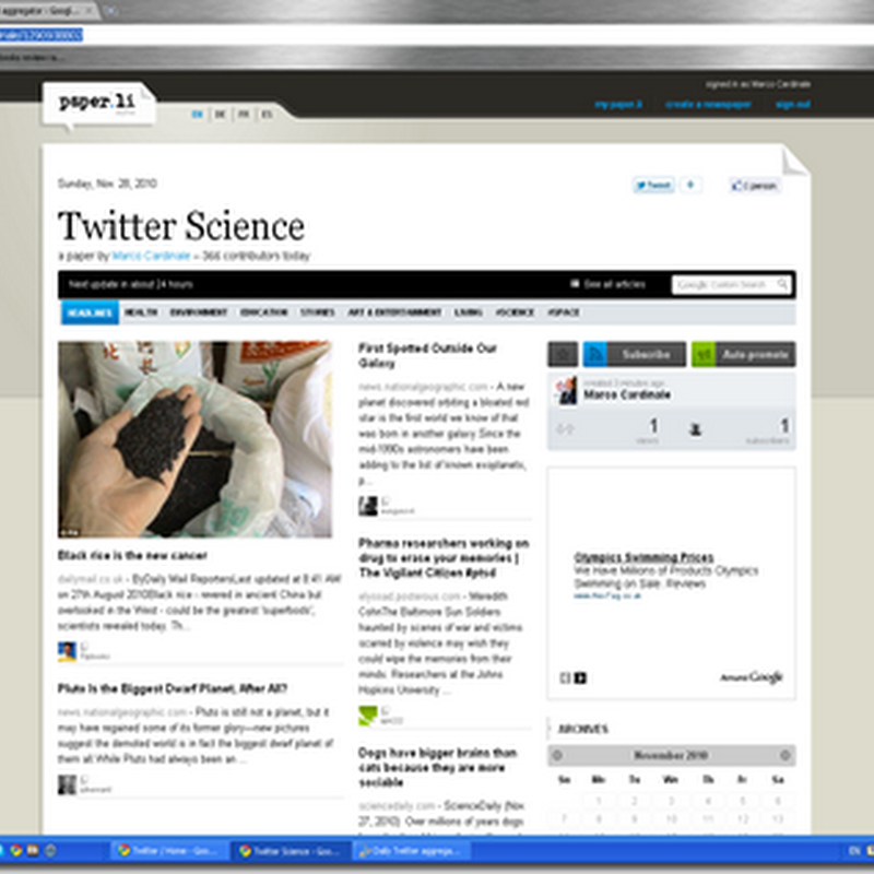 Daily Twitter aggregator on Science