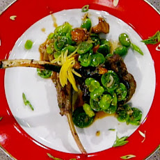 Lemon Scented Boar Chops with a Fresh Chanterelle and Fava Bean Ragout