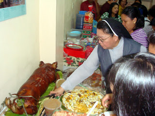 A delicious Christmas party meal courtesy of all the partner organizations in pot luck.