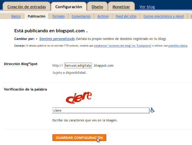 Cambiar URL en Blogger