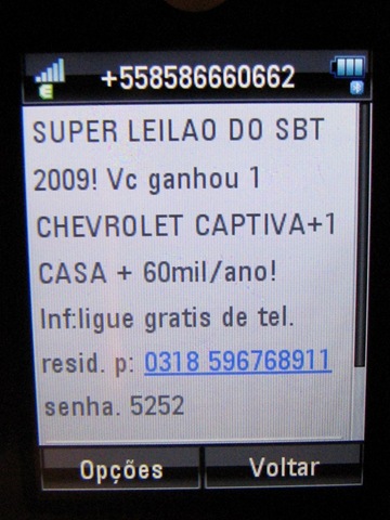 Mensagem com promessa de dinheiro fácil