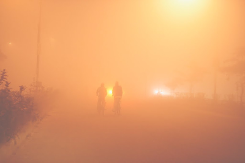 bicycling in the fog