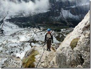 Anni on limestone - the rest is snow in the valley below