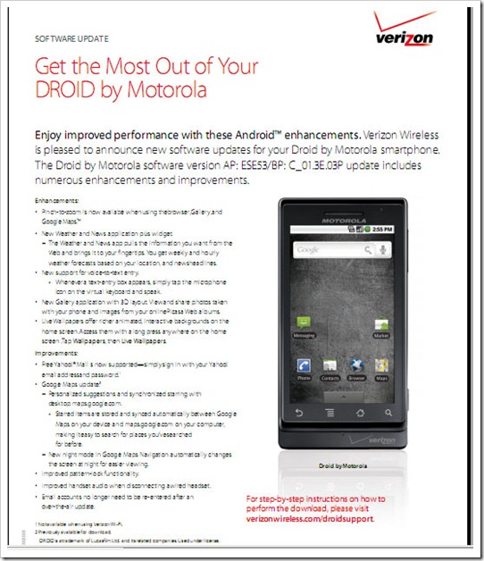  Verizon Droid Android 2.1 update coming this Thursday; Details posted