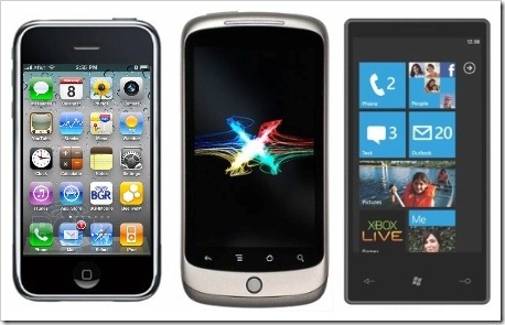  Android 2.1 Vs iPhone OS 4 Vs Windows Phone 7