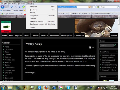 Firefox popup blocker tools menu
