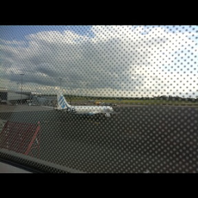 a plane on the runway