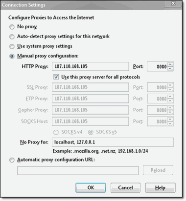 Pengaturan Proxy Mozilla Firefox