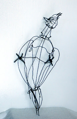 Pileated Woodpecker Steel Wire Sculpture by Sherry Cordova