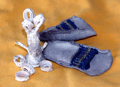 Sterling silver earring tree and protective finger mitts