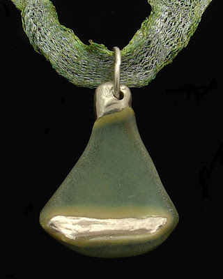 recycled bottle glass and recycled fine silver necklace by Sherry Cordova Jewelry One of the first pieces I created with recycled bottle glass and recycled fine silver