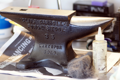 Anvil used to sharpen fold of copper tray by Sherry Cordova Anvil used to sharpen fold of copper