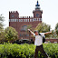 Thomas leaps near the arch