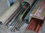 Even more colored rods. To produce Coral red is an extra challenge - the legendary coral red hard rubber of the 20ies was made using anorganic pigments - often loaded with cadmium and other toxic metals. (Thus - you better not eat your Duofold Parker...) - Ebonite nowadays is made using organic fully non toxic pigments.