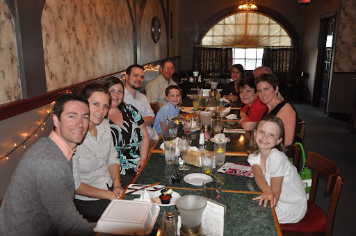 The gang having dinner the evening before.