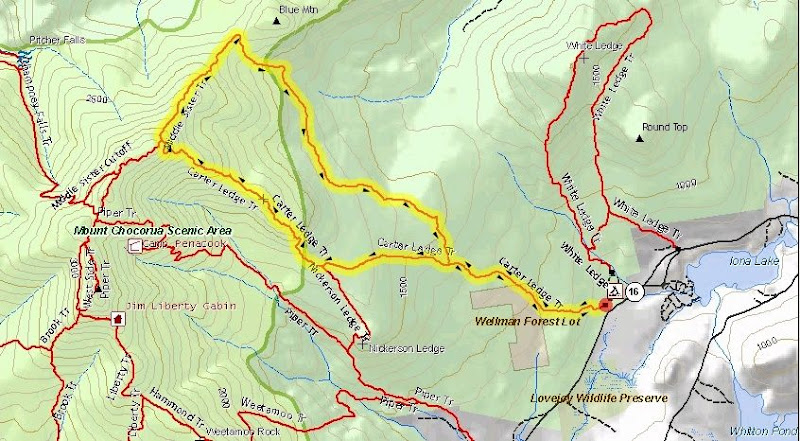 Mt Chocorua Trail Map Interesting Stuff!: 8-Mile Loop Hike On Ne Side Of Mt. Chocorua  (20-Jul-2010)