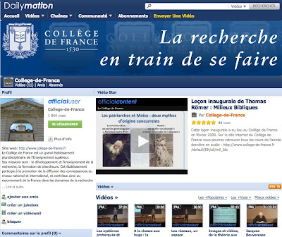 Le Collège de France donne ses cours sur Dailymotion