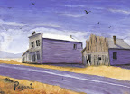 Hardman Oregon Ghost Town watercolor, published illustration