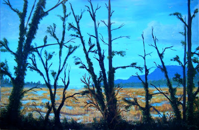 Oregon acrylic painting, Sand Lake Estuary