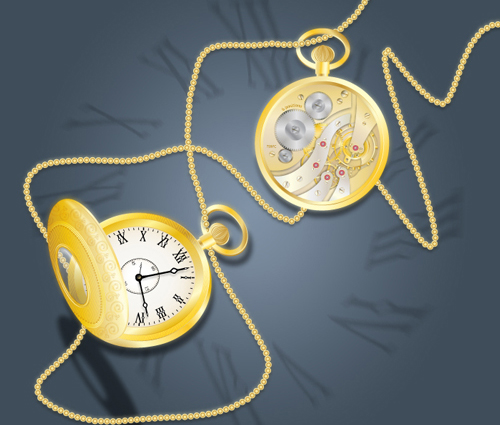 Draw a Glowing, Vector Pocket Watch – Front and Back Draw a Glowing, Vector Pocket Watch – Front and Back