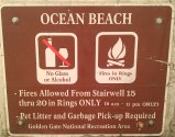 Ocean Beach San Francisco beach fire regulation sign