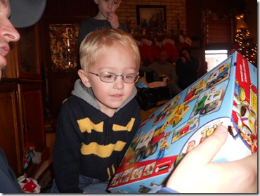 Hunter opening Uncle Patrick's gift