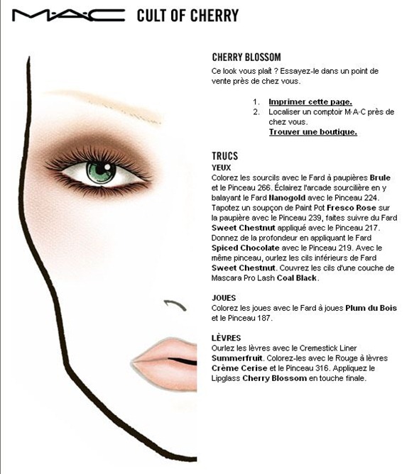 Mystical Make Up And Beauty Face Charts Mac Cosmetics Cult Of Cherry Cherry Blossom Face Chart