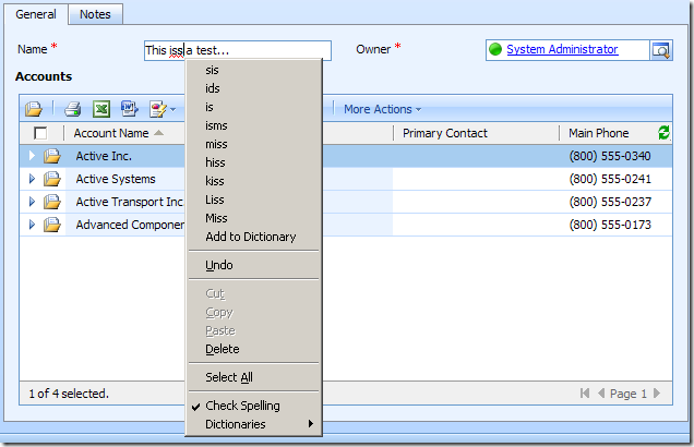 Spell Check for CRM4 Textbox Field