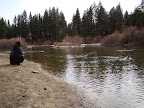 Laura feeding the geese.
