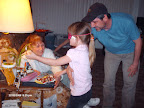 Ciarra tried to tape the tail on Grandma Shelia