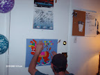 Terry trying to feel the lines in the poster to get closer