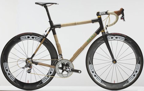 Bamboo and carbon fibre racing bicycle