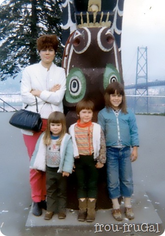 Mom and Girls in front of totem pole