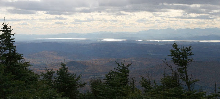 Views of Lake Champlain and the Adirondacks from the summit ridge of Mt. Mansfield.