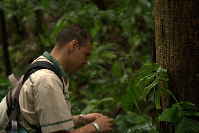 Our guide talking about rubber.