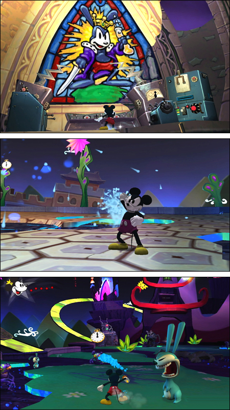 Imagens do game "Epic Mickey", para o Nintendo Wii.
