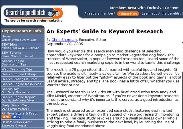 SearchEngineWatch article