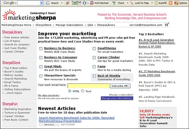 Marketing Sherpa blog