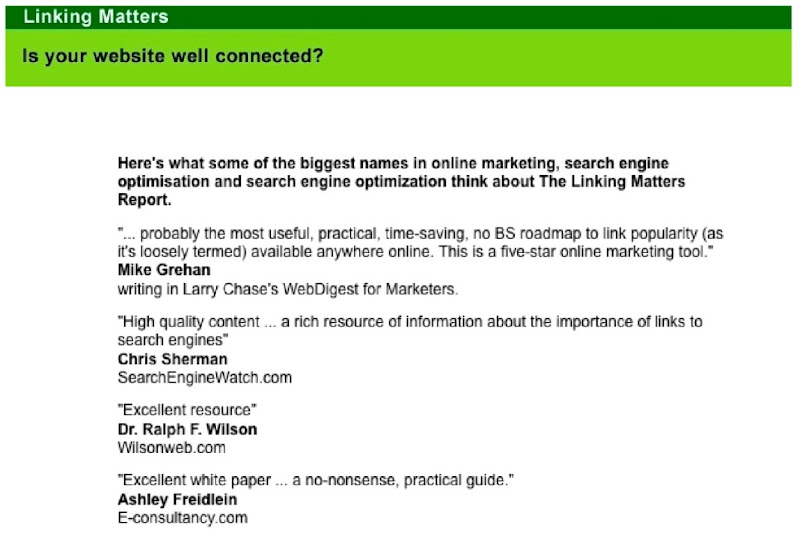 Linking Matters report recommendations
