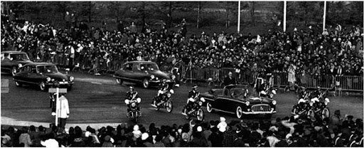 General de Gaulle, the President of the French Republic, arriving at the opening stadium