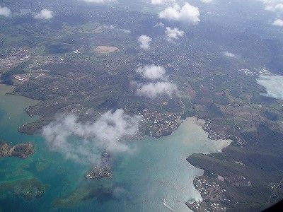 空から見えたマルチニックの海