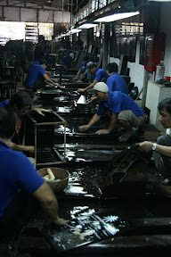 Our first stop on the Cu Chi tunnels tour, a factory staffed by the handicapped, all looking happily able...