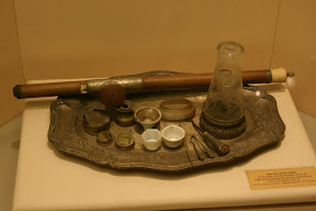 A set for smoking opium, wood, metal, porcelain, Nugeyn dynasty, 20th century. Elaborate!