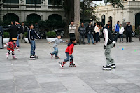 Some of the local kids attempting their first roller blading lesson; not too many tears and plenty of smiles!