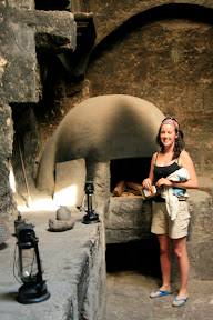Lynette in one of the many kitchens, we're not sure they were that great at cooking, most of them seemed to be completely burnt out in a chip pan accident.