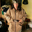 Lynette looking exceptionally pleased with the made to measure mining gear she'd just ordered.