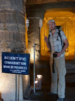 Conservation takes strange forms, including this pillar on a drip to make its cracks feel better.